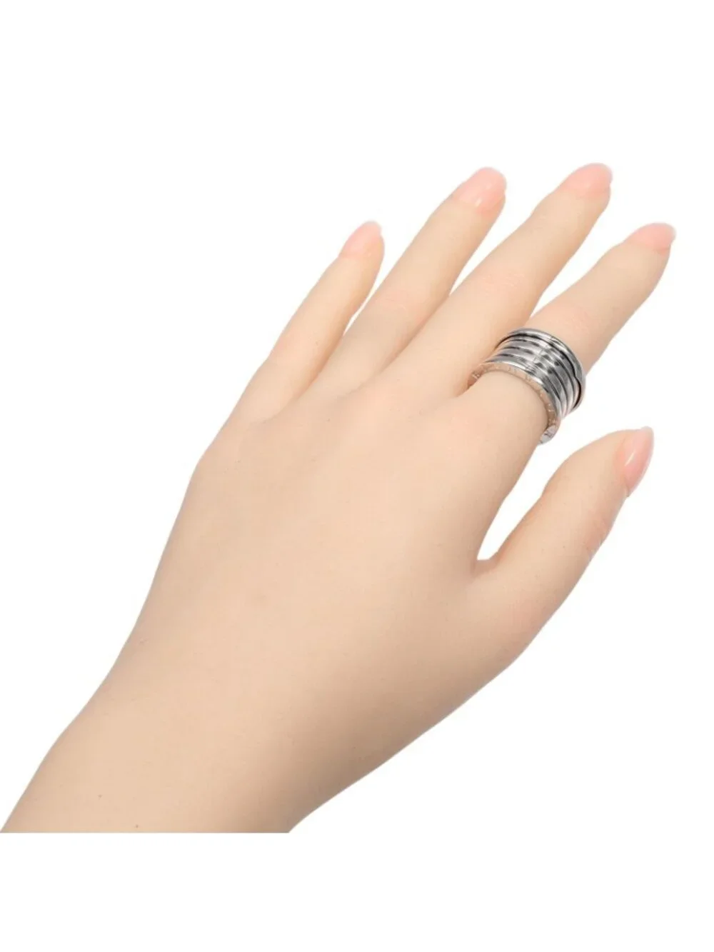 Bvlgari B.Zero1 5 Band 18K White Gold Ring 13.5